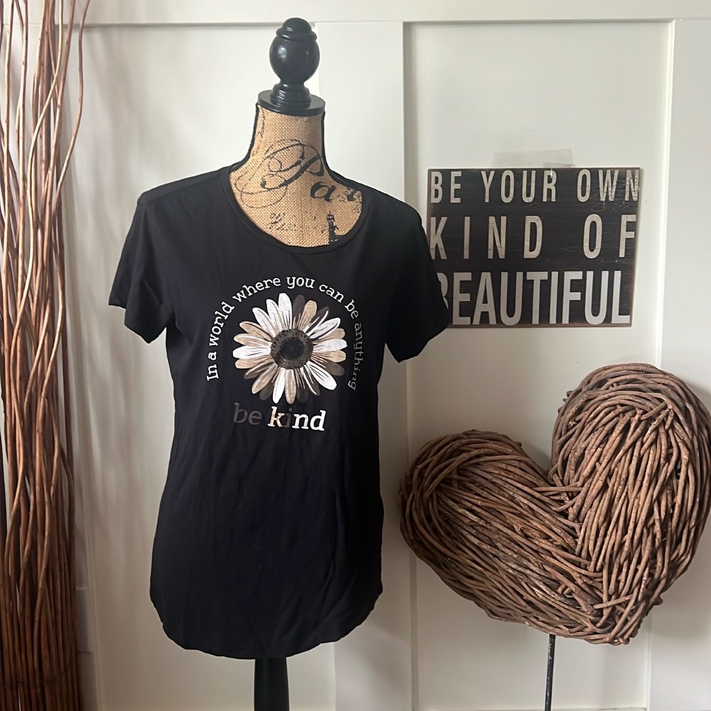 Joei & I Black Short Sleeve Tee “In A World Where You Can Be Anything Be Kind”